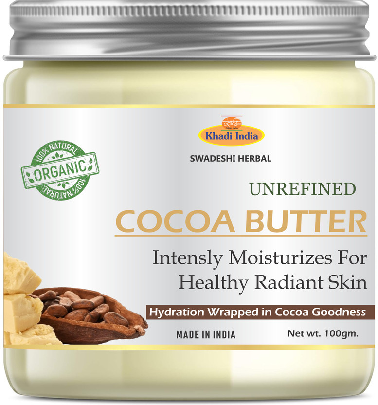 SWADESHI HERBAL Khadi Herbal Cocoa Butter – 100% Natural, Unrefined Moisturizer for Skin & Hair(100 g)