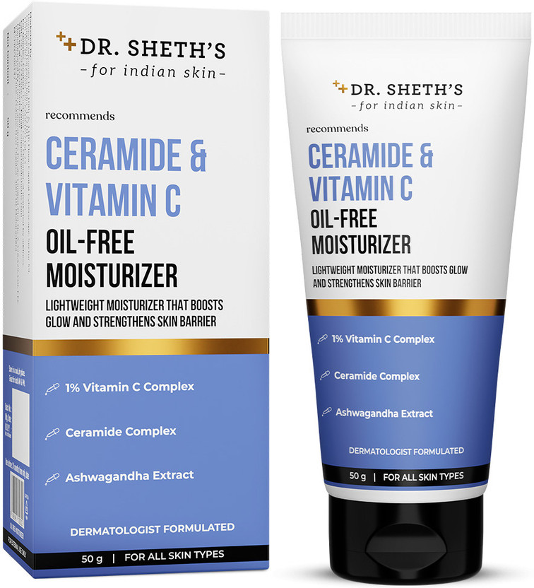 Dr. Sheth’s Ceramide & Vitamin C Oil-free Moisturizer | Light Face Cream to Hydrate Skin 50g(50 g)