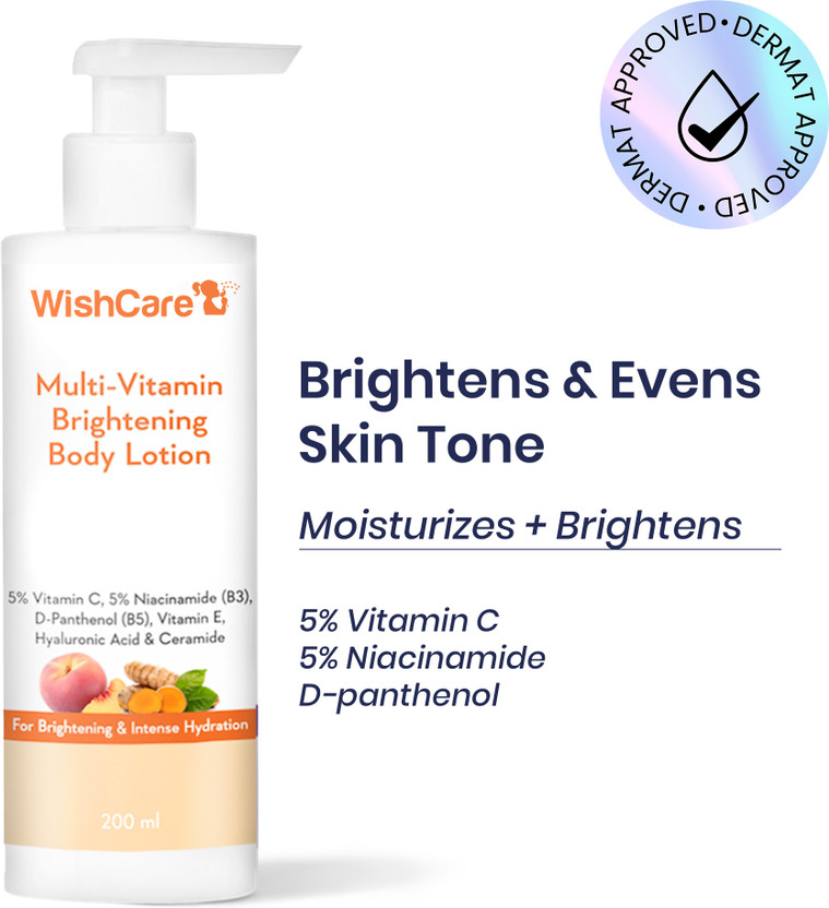 WishCare Multi-Vitamin Brightening Body Lotion - 5% Vitamin C,5% Niacinamide & Turmeric(200 ml)