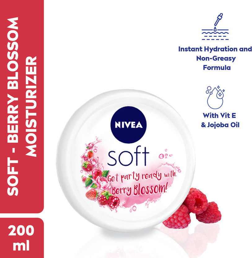 NIVEA NIVEA Soft Light Moisturizer | Day Cream | Berry Blossom - Vitamin E & Jojoba Oil(200 ml) - Flipkart Deal