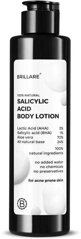 BRILLARE Salicylic Acid Body Lotion for Clear Skin | AHA BHA Lotion for Acne Prone Skin(200 ml)