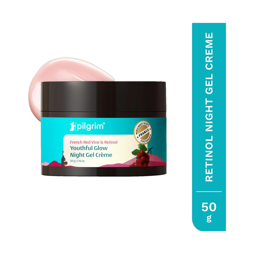 Pilgrim Anti Ageing Red Vine Night Creme Gel For Glowing Skin, Skin Repair, Dry, Oily, Sensitive Skin, Men & Women, 50g(50 g)