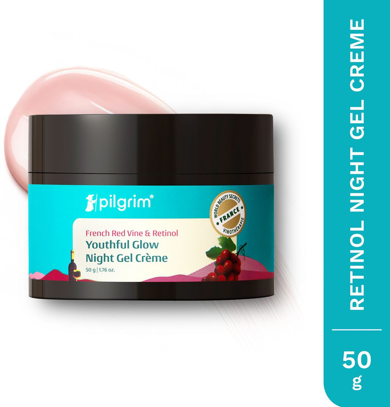 Pilgrim Anti Ageing Red Vine Night Creme Gel For Glowing Skin, Skin Repair, Dry, Oily, Sensitive Skin, Men & Women, 50g(50 g)