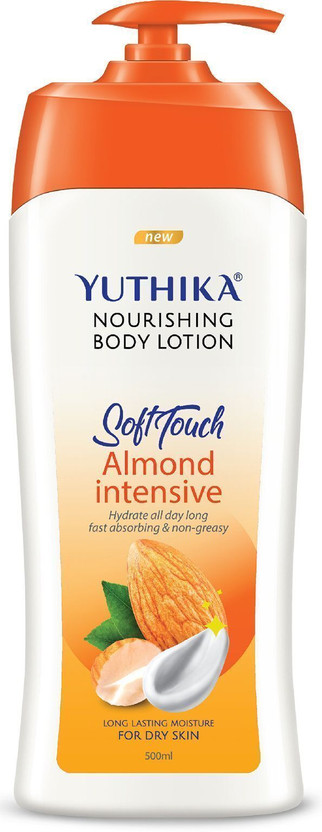Yuthika Almond Soft Touch Body Lotion For Women & Men, Hydrating, Non-Greasy(500 ml)