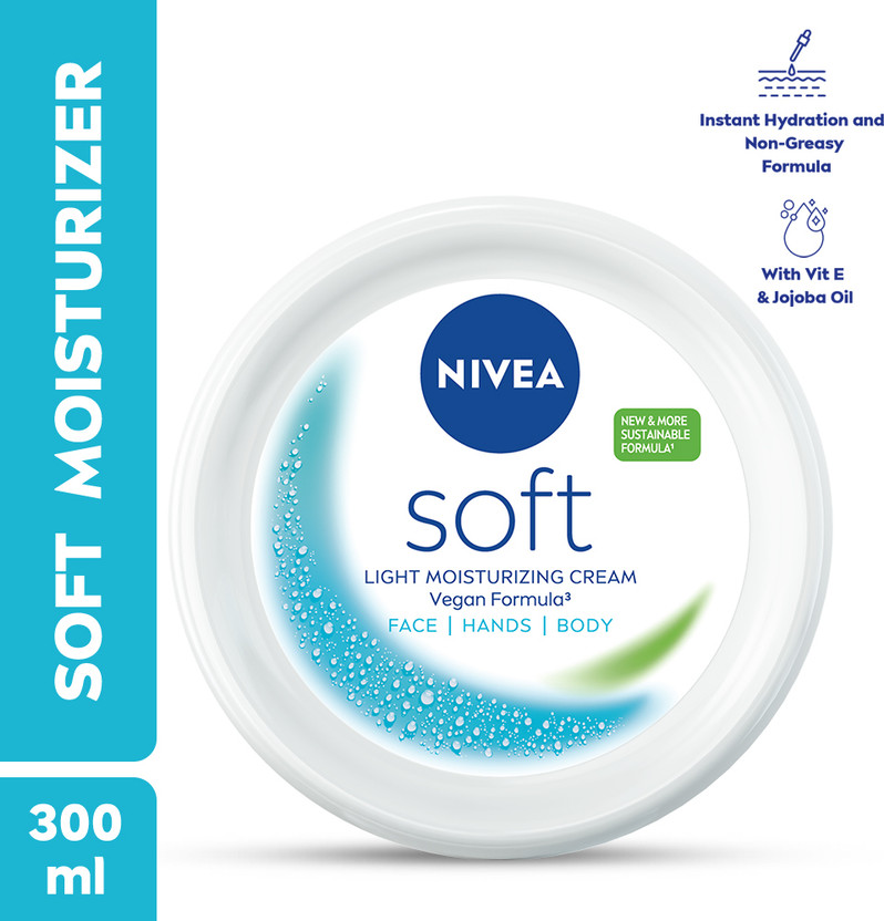 NIVEA Soft Light Moisturizer Cream For Face, Hand & Body, with Vitamin E & Jojoba Oil(300 ml)