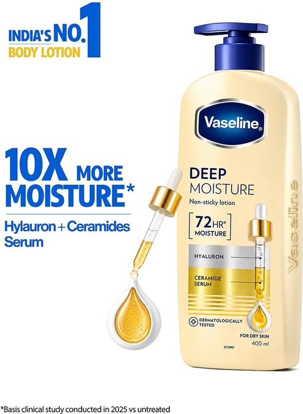 Vaseline Deep Moisture Body Lotion with Ceramide Hyaluron|10X More |For Dry Skin(600 ml)