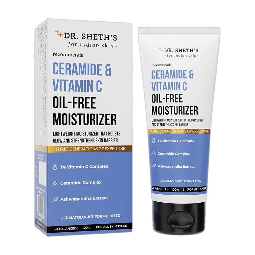 Dr. Sheth’s Ceramide & Vitamin C Oil-Free Moisturizer Fights Dryness, Dullness, Damaged skin(100 g)
