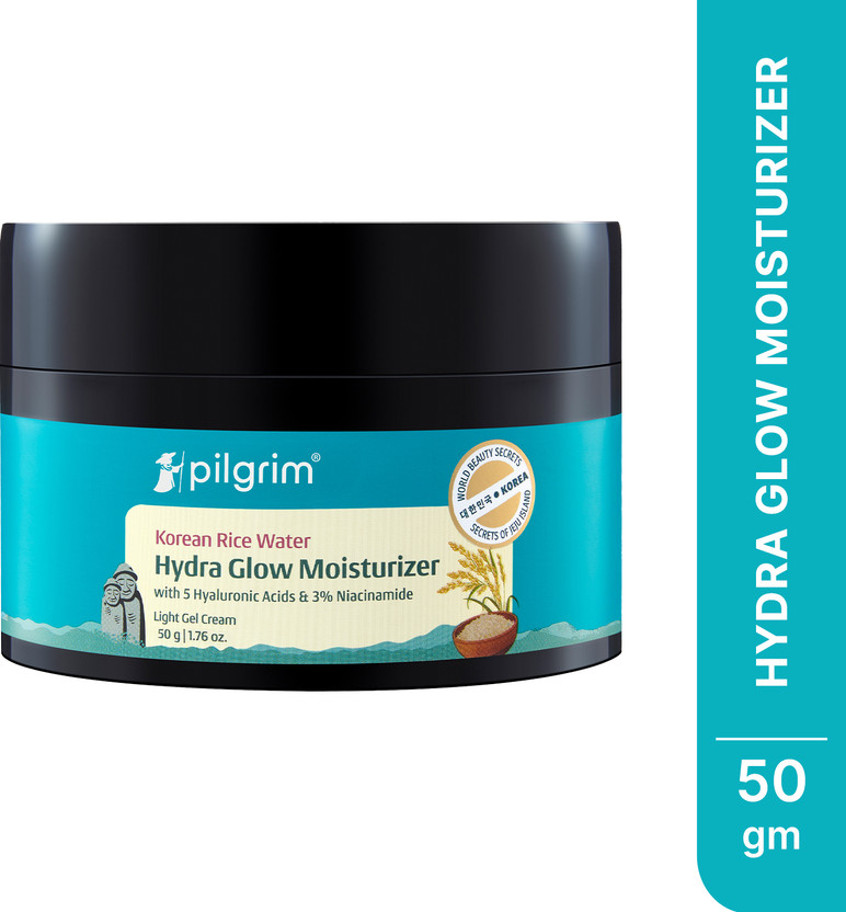 Pilgrim Korean Rice Water Hydra Glow Moisturizer|Light Gel & Instant Glass Skin Glow(50 g)