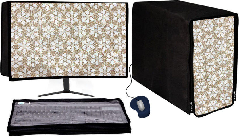 GUTSAV SALES COMPUTER COVER 3 SET 24 INCH for 24 inch MONITER, KEYBOARD, CPU, TV  - DESKTOP COVER FULL SET 24 INCH(GOLDEN)