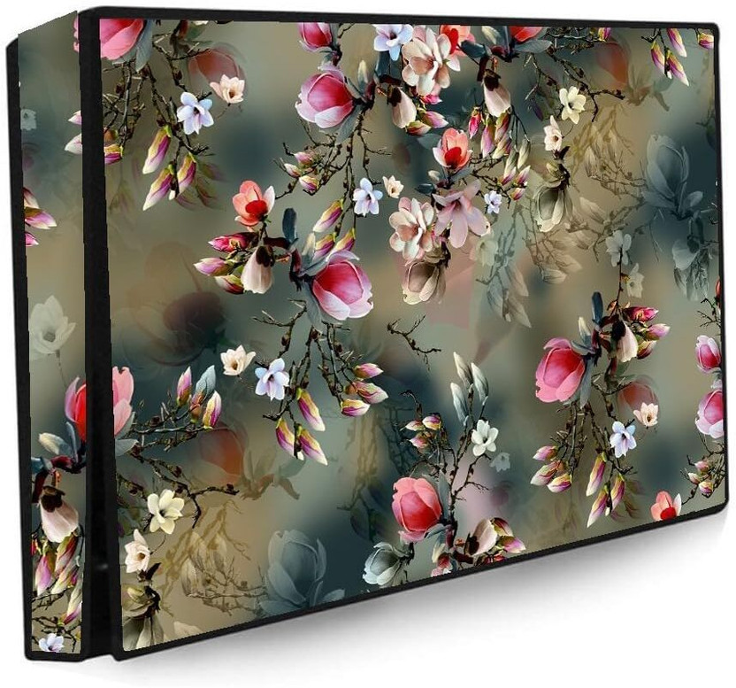 Amazin Homes All models Smart tv cover for 43 inch Printed PVC Television cover  - 43 Inch Led TV Cover Waterproof with Transparent Polyethene Layer(Grey Flower Print)