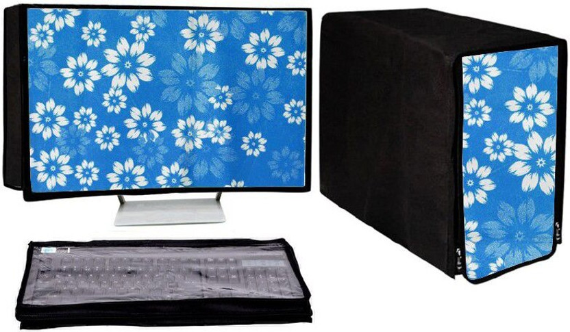 GUTSAV SALES for 20 inch MONITER, KEYBOARD, CPU  - DESKTOP COVER FULL SET 20 INCH(BLUE FLOWERS)