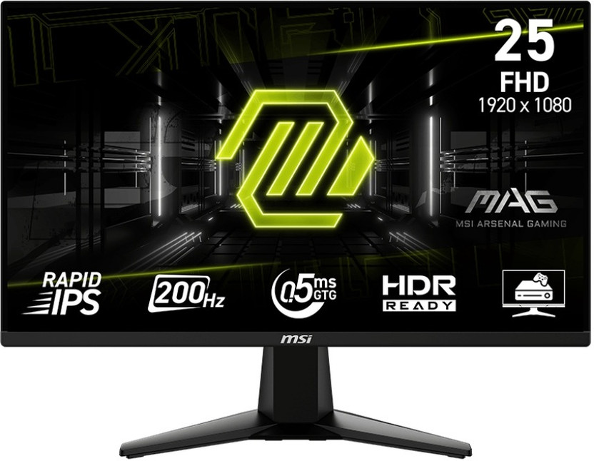 MSI MAG Series 62.23 cm (25 inch) Full HD LED Backlit IPS Panel Gaming Monitor (MAG 255F E20)(AMD Free Sync, Response Time: 0.5 ms, 200 Hz Refresh Rate)