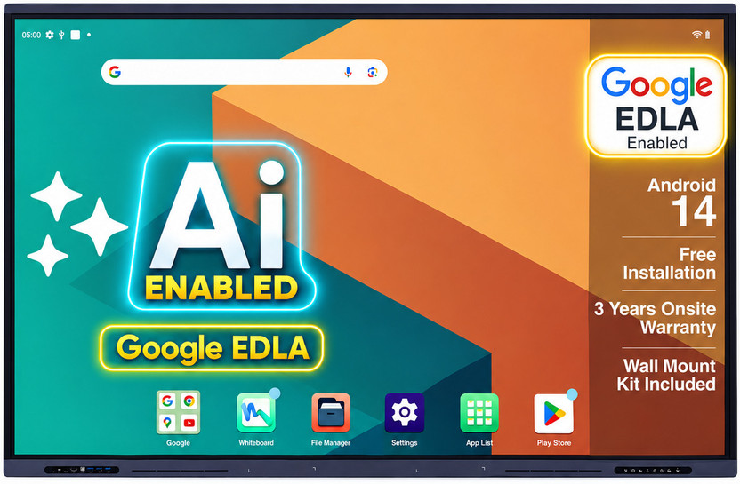BIG VUE Pluss 190.5 cm (75 inch) 4K Ultra HD IPS Panel Monitor (Pluss Interactive Flat Panel Screen, 48MP Camera, Android 14, 8/128 GB, 3 Years)(Response Time: 6 ms, 60 Hz Refresh Rate)