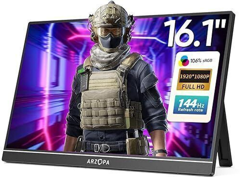 Arzopa Z1FC 40.89 cm (16 inch) Full HD IPS Panel Gaming Monitor (Ultra Slim Portable Monitor 106% sRGB 1080P Kickstand)(Frameless, AMD Free Sync, Response Time: 6 ms, 144 Hz Refresh Rate)