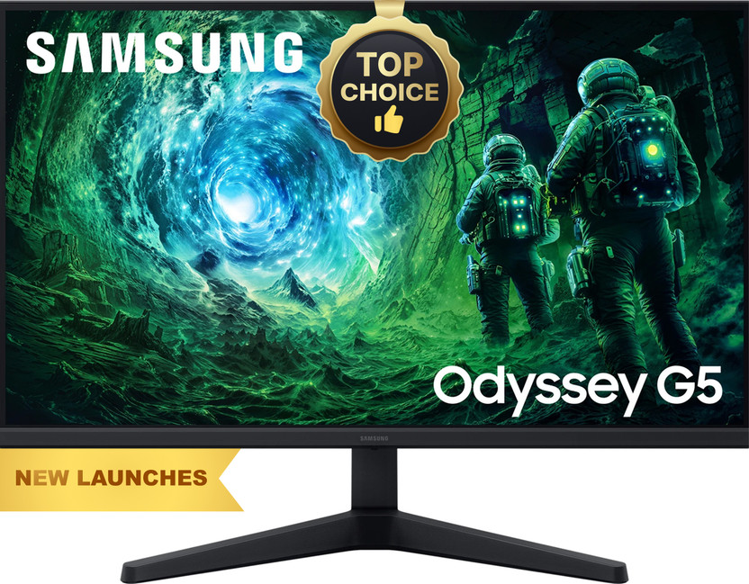 Samsung Odyssey G5 68.4 cm (27 inch) Quad HD LED Backlit IPS Panel with HDR10, FreeSync Premium, Ports-DP,2 HDMI,Headphone, Wall Mountable, Fast Gaming Gaming Monitor (LS27FG530EWXXL)(Response Time: 1 ms, 200 Hz Refresh Rate)