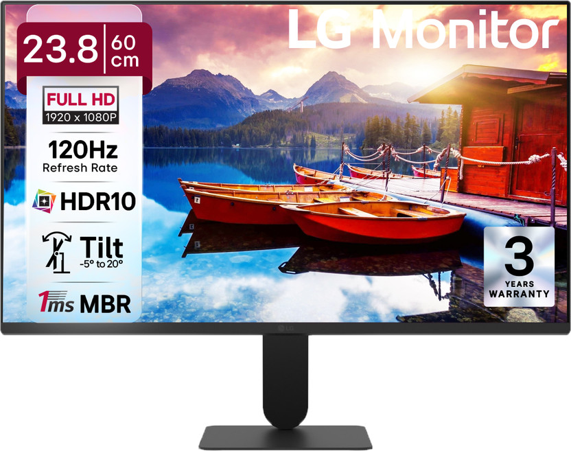 LG 60.45 cm (24 inch) Full HD LED Backlit IPS Panel Monitor (24U411A-BN.CTRPMV)(Response Time: 1 ms, 120 Hz Refresh Rate)