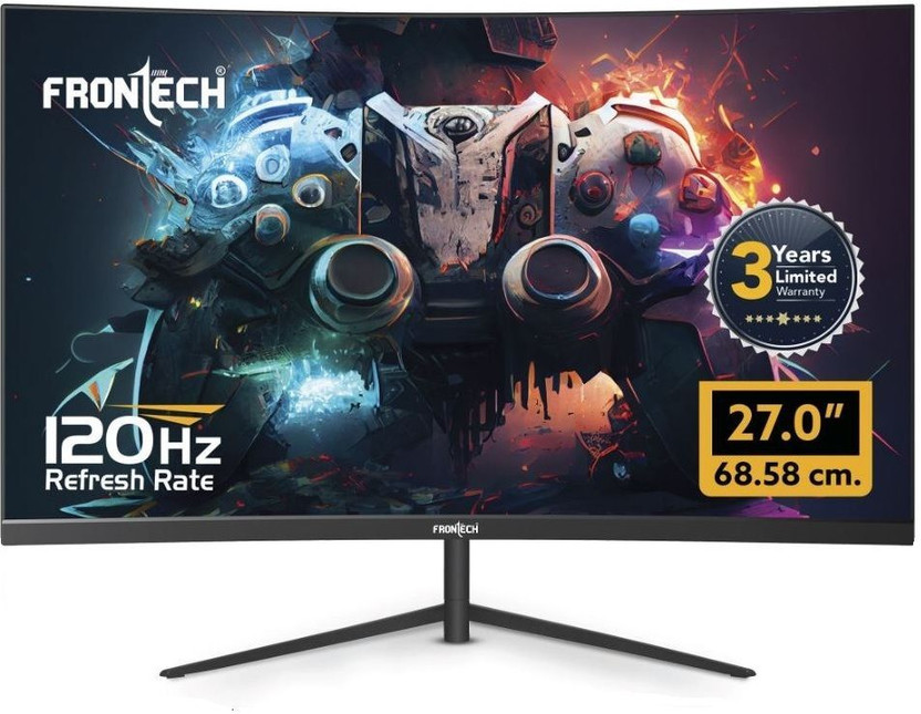 Frontech Gaming 68.58 cm (27 inch) Curved Full HD LED Backlit VA Panel Gaming Monitor (1080p, RGB Lights, HDMI & VGA Dual Input, Wall Mountable)(Adaptive Sync, Response Time: 1 ms, 120 Hz Refresh Rate)