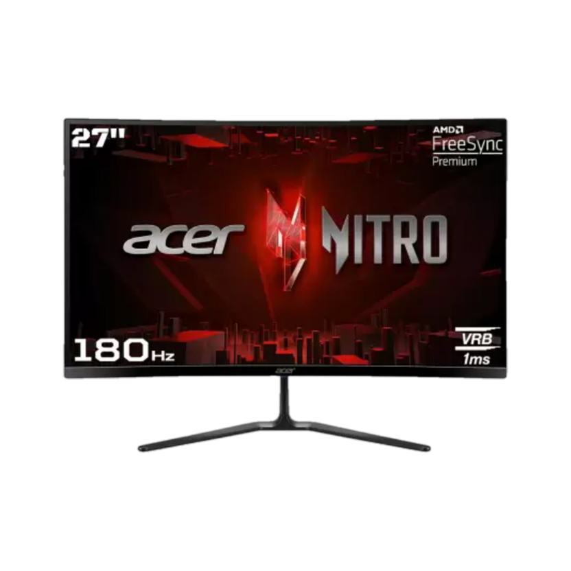 Acer NITRO 68.58 cm (27 inch) Curved Full HD LED Backlit VA Panel with HDR10 Support, Vision Care, Display Widget, 1500R Curvature Gaming Monitor (ED270R S3)(Frameless, AMD Free Sync, Response Time: 1 ms, 180 Hz Refresh Rate)