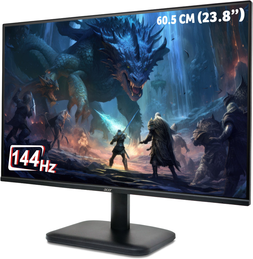 Acer EK-Series 60.45 cm (24 inch) Full HD LED Backlit IPS Panel with 250 Nits Brightness, HDMI & VGA Ports with HDMI Cable, Eye Care Monitor (EK240Y P6)(Frameless, Adaptive Sync, Response Time: 1 ms, 144 Hz Refresh Rate)