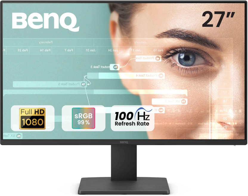 BenQ GW2791 68.58 cm (27 inch) Full HD LED Backlit IPS Panel with Eye-Care, 99% sRGB, HDMI, DisplayPort, TUV-Certified, Flicker-Free, Low Blue Light Plus, Ultra Slim Bezel Monitor (GW2791)(Response Time: 5 ms, 100 Hz Refresh Rate)