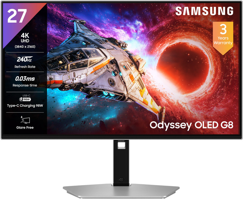 Samsung Samsung Odyssey OLED G8 67.69 cm (27 inches) 4K Ultra HD LED Backlit OLED Panel Gaming Monitor (LS27HG800SWXXL)(Response Time: 0.03 ms, 240 Hz Refresh Rate) - Flipkart Deal