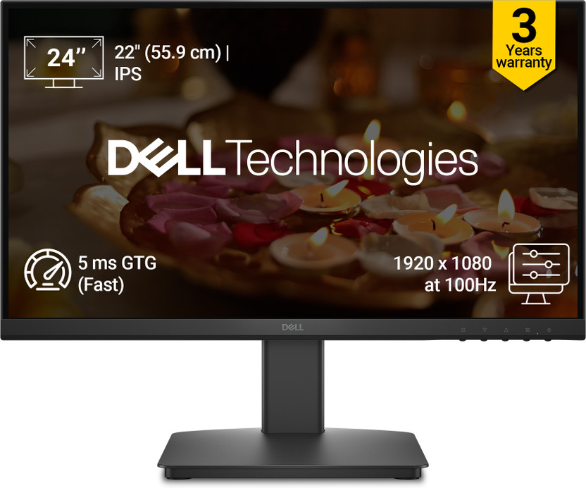 DELL SE Series 55.88 cm (22 inch) Full HD LED Backlit IPS Panel with Contrast 1000:1, Tilt Adjust, 250 cd/m2 Brightness, HDMI, VGA, Anti-Glare, 3-Star Eye Comfort, Flicker-Free Monitor (SE2226HX)(Response Time: 5 ms, 100 Hz Refresh Rate)