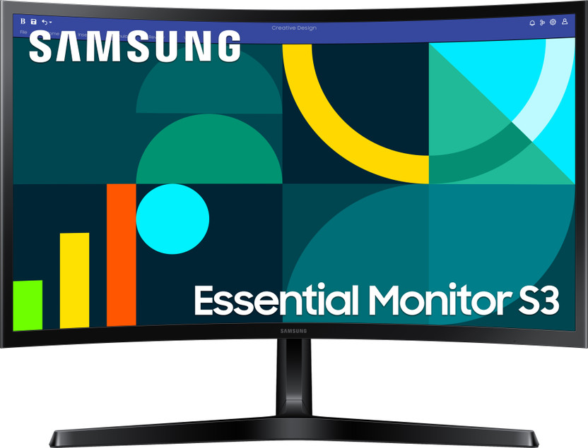 Samsung Essential Monitor S3 59.8 cm (24 inch) Curved Full HD LED Backlit VA Panel Gaming Monitor (24" FHD Curved Monitor LS24D368GAWXXL, Black)(Response Time: 4 ms, 100 Hz Refresh Rate)