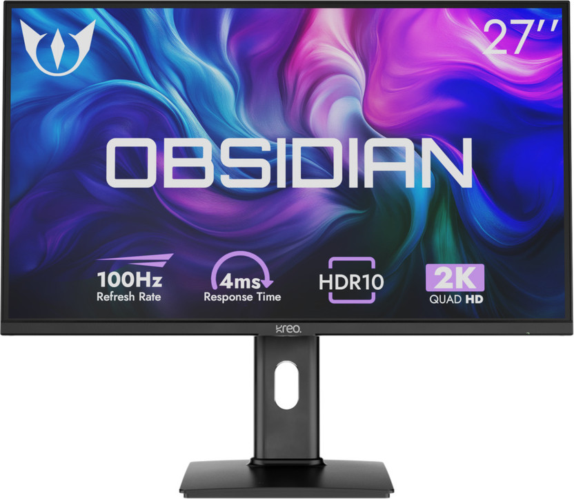 Kreo Obsidian 68.58 cm (27 inch) Quad HD LED Backlit IPS Panel Monitor (Obsidian 27I100Q 27" Gaming Monitor, 1440p QHD IPS, 100Hz, 100% SRGB)(Adaptive Sync, Response Time: 1 ms, 100 Hz Refresh Rate)