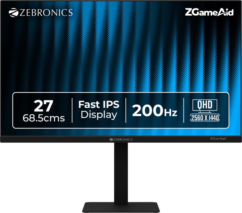 ZEBRONICS 68.5 cm (27 inch) Quad HD IPS Panel Gaming Monitor (Zeb-S27A (200Hz))(Response Time: 1 ms, 200 Hz Refresh Rate)