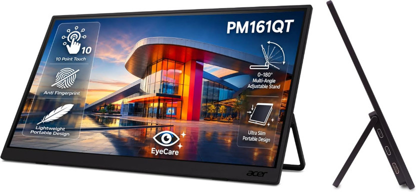 Acer PM 39.62 cm (16 inch) Full HD LED Backlit IPS Panel Monitor (PM161Q T USB C Touch Monitor)(Frameless, Response Time: 4 ms, 60 Hz Refresh Rate)