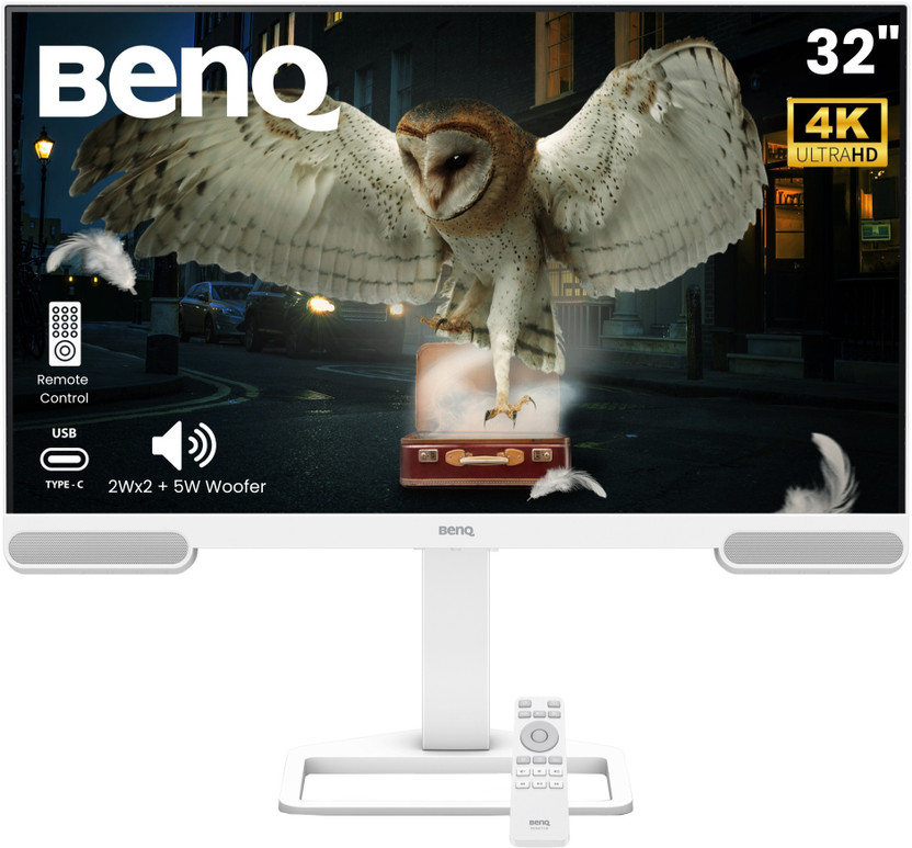 BenQ EW3290U 81.28 cm (32 inch) 4K Ultra HD LED Backlit IPS Panel with 95% P3, AI Contrast, 5WX2 treVolo Speakers, USB Type-C (65W PD), 3xHDMI, USB Hub, Ergonomic Design, Display Pilot 2, Eye-Care, Entertainment Monitor (EW3290U)(Response Time: 5 ms, 60 Hz Refresh Rate)