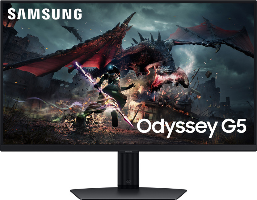 Samsung Odyssey G5 68.58 cm (27 inch) Quad HD LED Backlit IPS Panel with VESA DisplayHDR400 Support, DP, HDMI, Headphone Jack, Height/Tilt/Swivel/Pivot Adjustable Stand Gaming Monitor (LS27DG502EWXXL)(AMD Free Sync, Response Time: 1 ms, 180 Hz Refresh Rate)