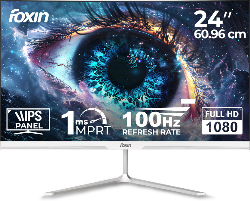 Foxin Elite 60.96 cm (24 inch) Full HD LED Backlit IPS Panel Monitor (IPS Panel | 100Hz | True Pixel | Anti-Glare & Flicker Free)(Response Time: 1 ms, 100 Hz Refresh Rate)