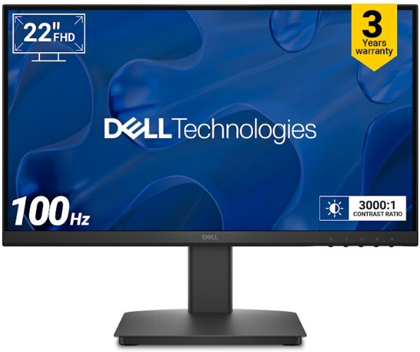 DELL SE-Series 55.88 cm (22 inch) Full HD LED Backlit VA Panel with Contrast 3000:1, Tilt Adjustment, 1x HDMI, 1xVGA, 3 Years Warranty, TUV Rheinland 3-star Eye Comfort, Ultra-Thin Bezel Monitor (SE2225HM)(Response Time: 5 ms, 100 Hz Refresh Rate)