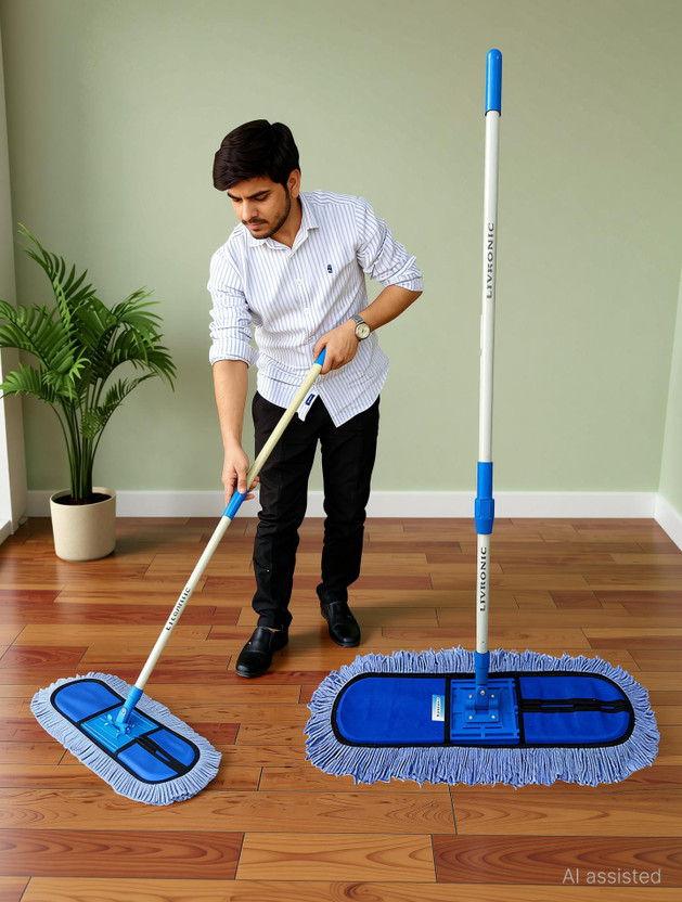Livronic Livronic Cotton Pad Wet and Dry Cotton pad Flat Floor Mop 67x14x5 (18-Inch) FULL SET Flat Mop(Multicolor) - Flipkart Deal