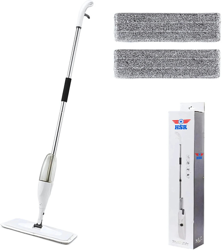 HSR Spray Mop for Floor Cleaning, Floor Mop with a Refillable Spray Bottle and 2 Washable Pads, Flat Mop for Home Kitchen Hardwood Laminate Wood Ceramic Tiles Floor Cleaning Wet & Dry Mop(White)