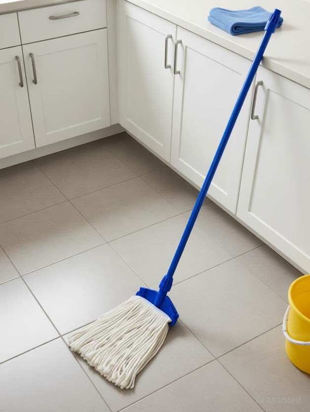 Spark International Dual Clip Mop | 100% Pure Cotton | Stainless Steel Handle | Easy Floor Cleaning Mop Rod(White)