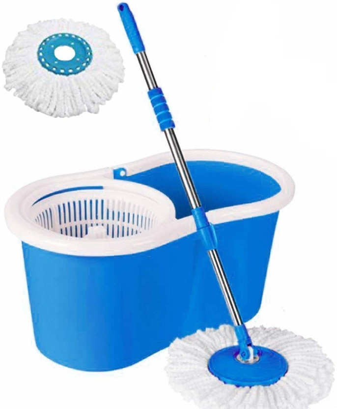 Ayush Premium 360 Degree Self Spin Wringing With 2 Super Absorbers Mop Set, Mop, Cleaning Wipe Mop Rod(Blue)