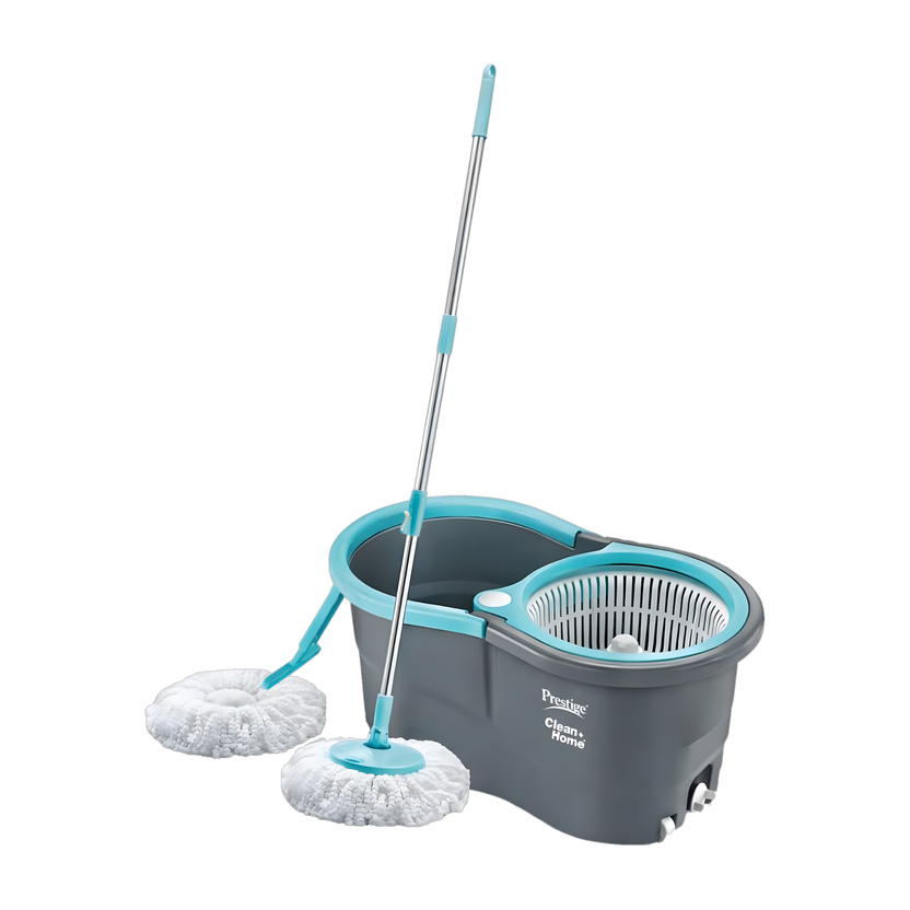 Prestige Alpha with 2 Microfiber heads 360 Degree Spinner Mop Set(Grey, Blue)