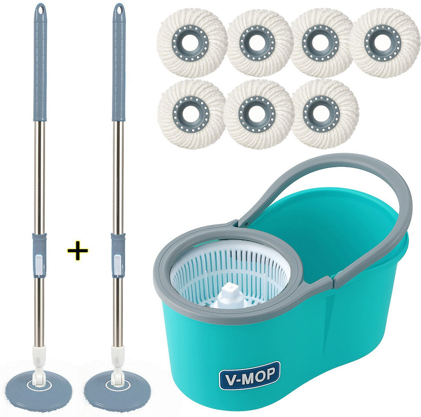 V-MOP Premium Classic Spin Bucket Mop With 7 Refills (( 6 Months Warranty on Rod )) Mop Set