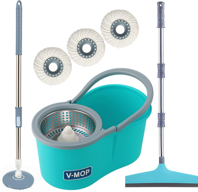 V-MOP Premium Classic Spin Bucket Mop With 3 Refills (( 6 Months Warranty on Rod )) Mop Set