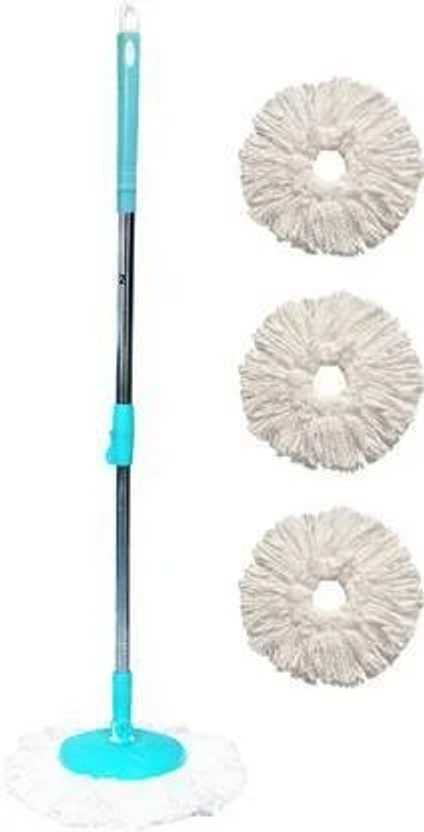 Ayush Premium 360 Spin Mop Stick | Wet & Dry Cleaning | Mops Pocha with 3 Microfiber Refill Mop Rod(Green, White)