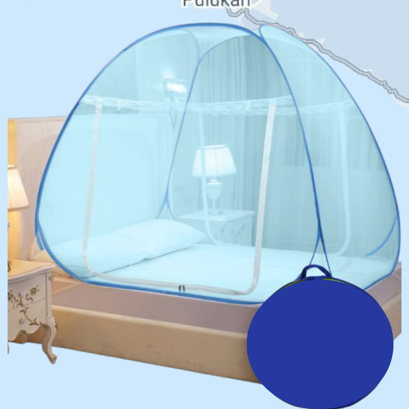 AK FAISHAN Elegant Blue Bed Mosquito Net Polyester Washable Adults Mosquito Net(Multicolor, Tent)