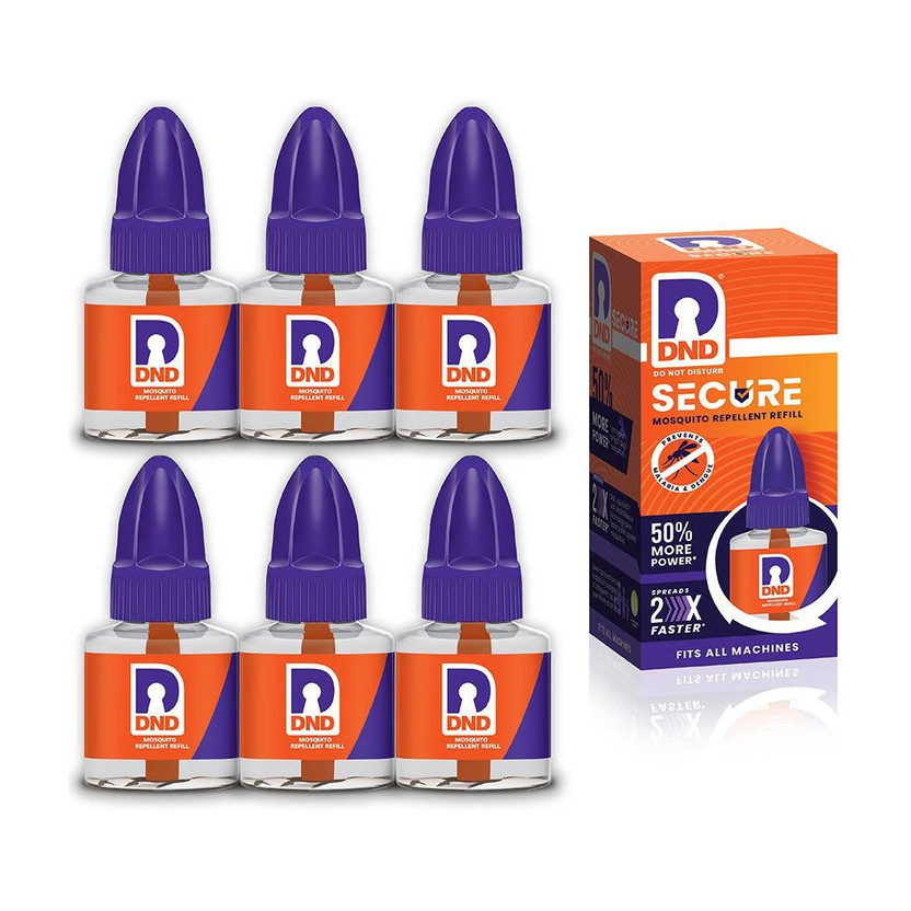 DND Mosquito Repellent Refill | Liquid Vaporiser | 50% Extra Power | Pack of 6 - 45ml Each Mosquito Vaporiser Refill(6 x 45 ml)