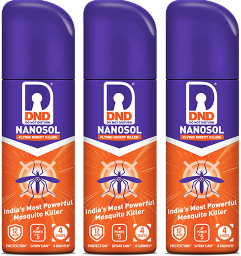 DND Nanosol Flying Insect Killer|Mosquito Repellent Aerosol Spray|12 hrs Protection Mosquito Vaporiser(1 Unit 3 Refill)