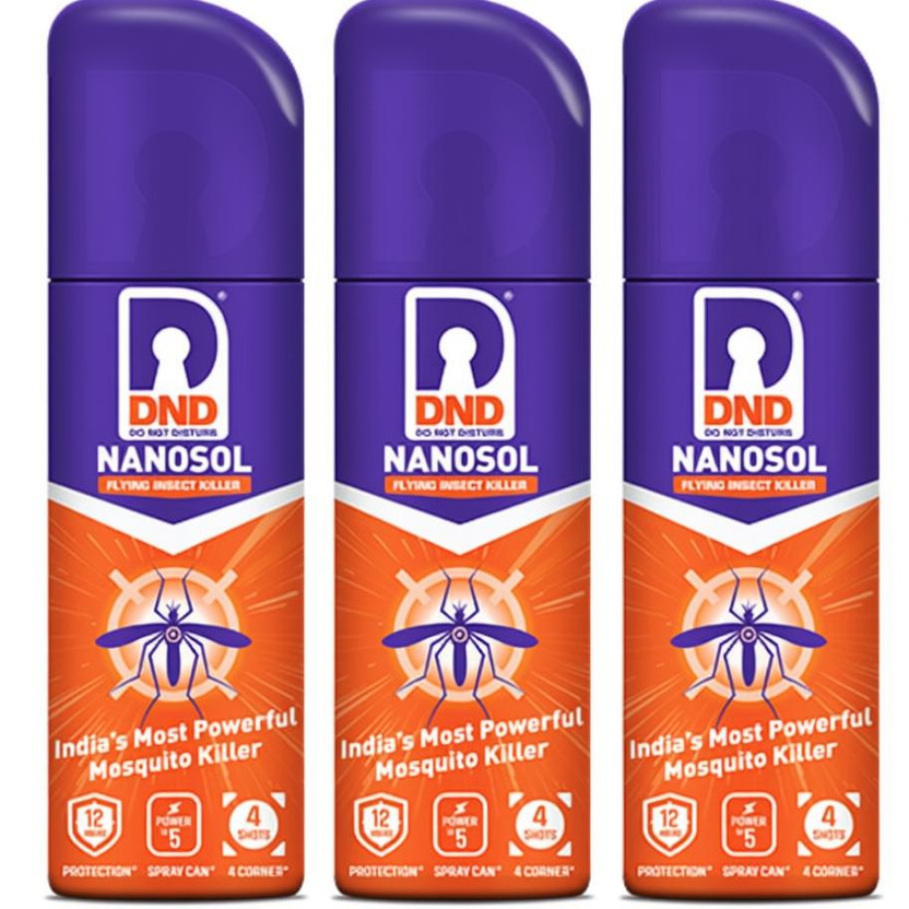 DND Nanosol Flying Insect Killer|Mosquito Repellent Aerosol Spray|12 hrs Protection Mosquito Vaporiser(1 Unit 3 Refill)