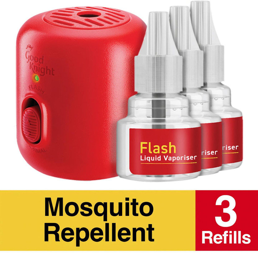 Good Knight Gold Flash Repellent Combo - Machine + Refills, Liquid Mosquito Vaporiser(1 Unit 3 Refill)