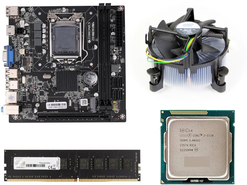 ZEBRONICS H61-i7-3rd(3770/3770s)-16GB-PFAN-COMBO LGA 775Socket ATX Intel H61 Chipset DDR3 Motherboard for Desktop