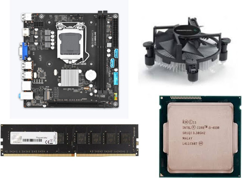 ZEBRONICS H81-i5-4th(4570/4590/4570s/4590s)-8GB-PFAN-COMBO LGA1151Socket ATX Intel H81 Express Chipset DDR3 Motherboard for Desktop