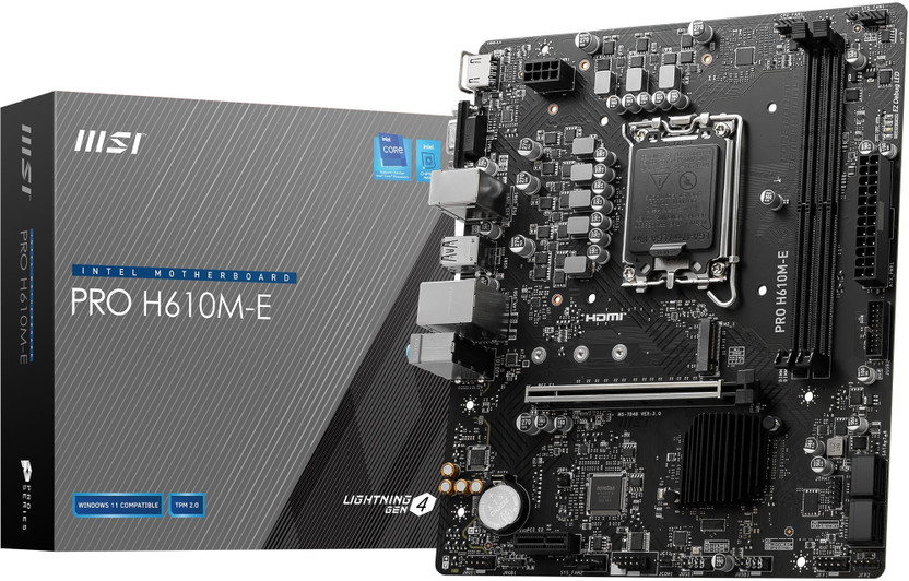 MSI PRO H610M-E LGA 1700Socket Micro-ATX Intel H610 Chipset DDR5 Motherboard for Desktop